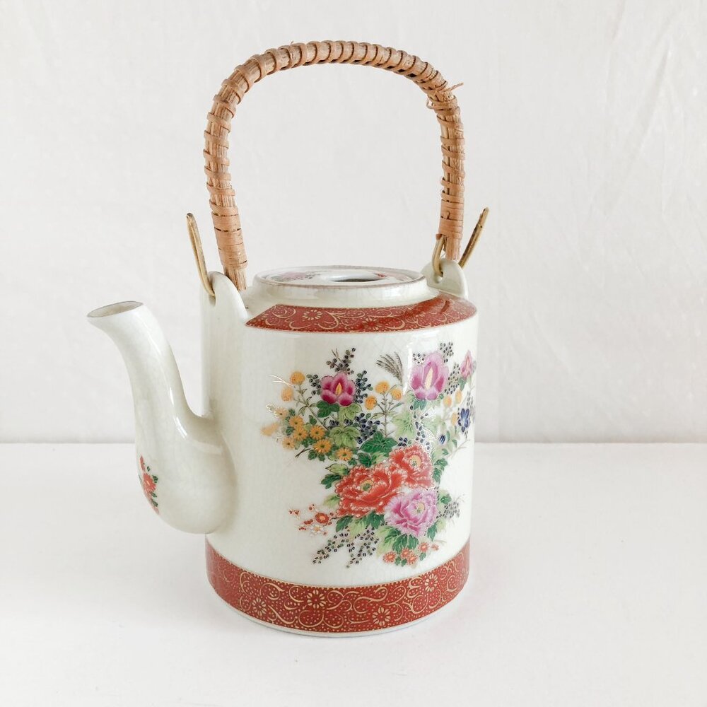 Vintage 70s Hand Painted Japanese Tea Pot